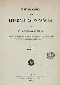 Historia crítica de la literatura española. Tomo VI