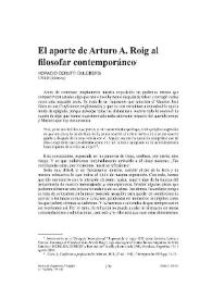El aporte de Arturo A. Roig al filosofar contemporáneo