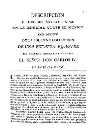 Cantos de las musas mexicanas con motivo de la colocacion de la estatua ecuestre de bronce de Nuestro Augusto Soberano Carlos IV