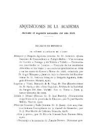 Adquisiciones de la Academia durante el segundo semestre del año 1920