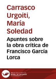 Apuntes sobre la obra crítica de Francisco García Lorca