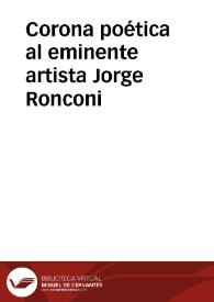 Corona poética al eminente artista Jorge Ronconi