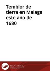 Temblor de tierra en Malaga este año de 1680