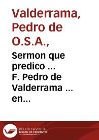 Sermon que predico ... F. Pedro de Valderrama ... en las honras de don Diego Lopez de Haro...