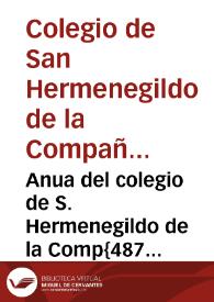 Anua del colegio de S. Hermenegildo de la Comp{487} de Jesus de Seuilla del año 1610