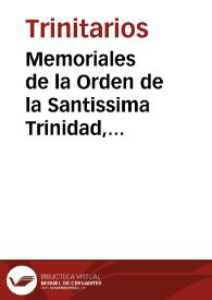 Memoriales de la Orden de la Santissima Trinidad, Redencion de Cautivos