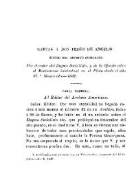 Cartas a D. Pedro de Angelis, editor del Archivo Americano ... [1873]