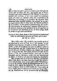 Carta de don Jorge Juan a don Sebastián Canterzani sobre las observaciones del paso de Venus por el disco del Sol