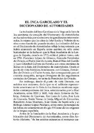 El Inca Garcilaso en el Diccionario de Autoridades