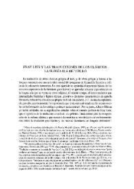 Fray Luis de León y las traducciones de los clásicos : la elegía II.iii de Tibulo