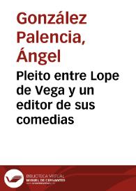Pleito entre Lope de Vega y un editor de sus comedias