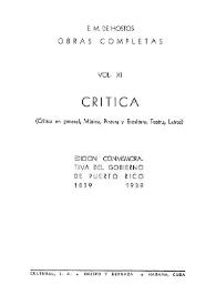 Crítica : (Crítica en general, música, pintura y escultura, teatro, letras)