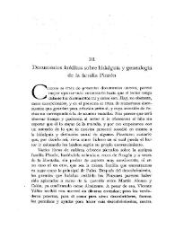 Documentos inéditos sobre hidalguía y genealogía de la familia Pinzón