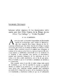 Informe sobre algunos de los documentos utilizados por don Celso García de la Riega en sus libros 