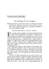 El Catálogo de las Lenguas : Discurso dedicado a este libro, por el académico don Ricardo Beltrán y Rózpide, con motivo de la 