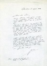 Carta de Juan Marsé a Francisco Rabal. Barcelona, 15 de abril de 1994