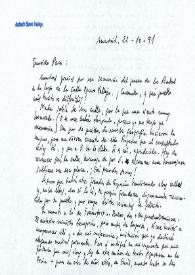 Carta de Antonio Buero Vallejo a Francisco Rabal. Madrid, 22 de octubre de 1991
