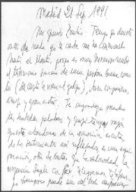 Carta de Francisco Rabal a Emilio Gutiérrez Caba. Madrid, 21 de septiembre de 1991