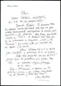 Coplas de Francisco Rabal dedicadas a Rafael Alberti. Alpedrete, 8 de diciembre de 1998