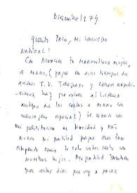 Carta de Carmen Laforet a Francisco Rabal. Diciembre de 1974