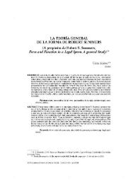 La teoría general de la forma de Robert Summers (a propósito de Robert S. Summers, Form and Function in a Legal System. A General Study)