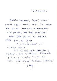 Carta de Carmen Laforet a Francisco Rabal y Asunción Balaguer. 27 de enero de 1977