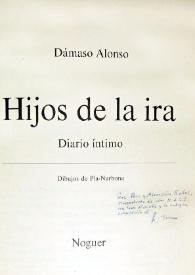 Dedicatoria de Dámaso Alonso en un ejemplar de su libro 