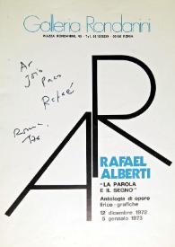 Dedicatoria de Rafael Alberti en un ejemplar del catálogo 