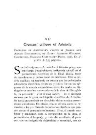 Crescas' critique of Aristotle