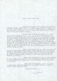 Carta de Luis Buñuel a Francisco Rabal. 6 de septiembre de 1961