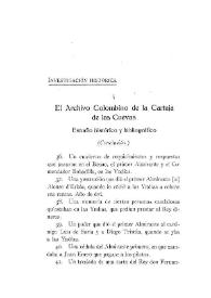 El Archivo Colombino de la Cartuja de las Cuevas. Estudio histórico y bibliográfico (Conclusión)