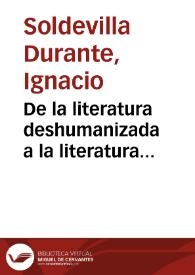 De la literatura deshumanizada a la literatura responsabilizada: un diálogo intertextual entre Aub y Casona