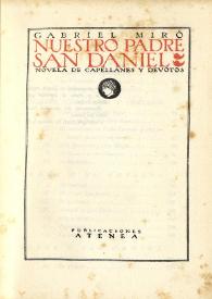 Nuestro Padre San Daniel : novela de capellanes y devotos