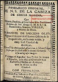 Panegirico historial de N.S. de la Cabeza de Sierra Morena ...