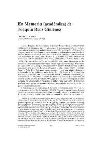 En Memoria (académica) de Joaquín Ruiz Giménez