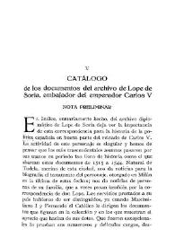 Catálogo de los documentos del archivo de Lope de Soria, embajador del emperador Carlos V