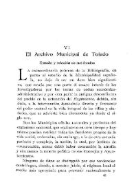 El Archivo Municipal de Toledo : Estudio y relación de sus fondos
