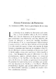 Alonso Fernández de Barrantes: su testamento (1930): apuntes genealógicos de su casa