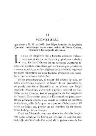 Memorial que elevó a S.M. en 1673 don Iñigo Antonio de Argüello Carvajal, mayorazgo de su casa, señor de Torre y Canos. Sacado a luz seguido de notas