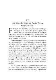 Los Cepeda, linaje de Santa Teresa: ensayo genealógico