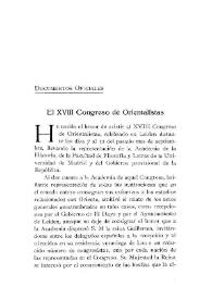 El XVIII Congreso de Orientalistas