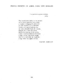 Poema escrito en Abril para Luis Rosales