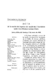 Acta de la sesión de ingreso del académico ilustrísimo señor don Modesto López Otero. Junta pública del 1 enero 1932