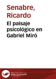 El paisaje psicológico en Gabriel Miró