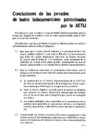 Conclusiones de las Jornadas de Teatro Latinoamericano patrocinado por la AETIJ