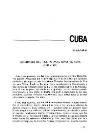 Informe de Cuba. Realidades del teatro para niños en Cuba (1959-1981)