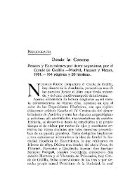 Desde la Casona. Paseos y Excursiones por tierra segoviana, por el Conde de Cedillo. Madrid, Hauser y Menet, 1931. 164 páginas y 23 láminas