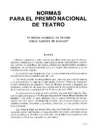 Normas para el Premio Nacional de Teatro. VI Premio Nacional de Teatro 