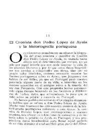 El cronista don Pedro López de Ayala y la historiografía portuguesa