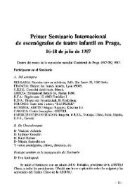 Primer Seminario Internacional de escenógrafos de teatro infantil en Praga, 16-18 de julio de 1987